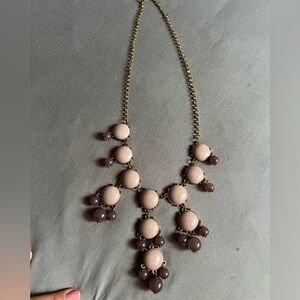 Vintage Light Mauve/Purple Plastic Bead Gold Tone Adjustable Necklace, good cond